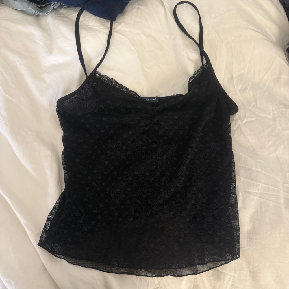 Brandy Melville Mesh Black Hearts Cami